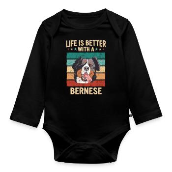 Chien de montagne bernois - Body Bébé bio manches longues - noir - Devant