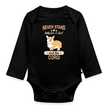Pembroke Welsh Corgi Chiens Chiens - Body Bébé bio manches longues - noir - Devant