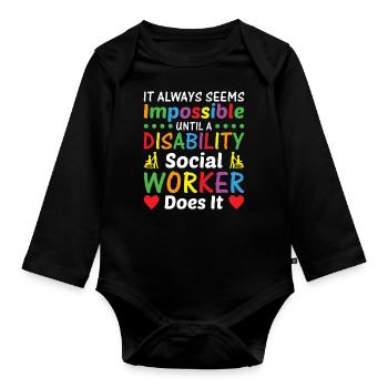It Always Seems Impossible - Baby Bio-Langarm-Body - Schwarz - Vorne
