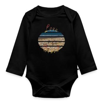 I love the Beach - Baby Bio-Langarm-Body - Schwarz - Vorne