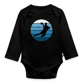 Damen Handballer Handballspielen Herren Handball - Baby Bio-Langarm-Body - Schwarz - Vorne