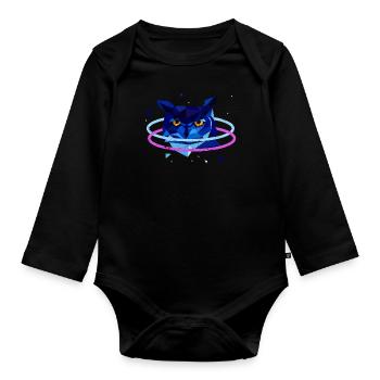 UHU EULE EULEN UHUS 90s 80s NEON MOTIVE GESCHENK - Baby Bio-Langarm-Body - Schwarz - Vorne