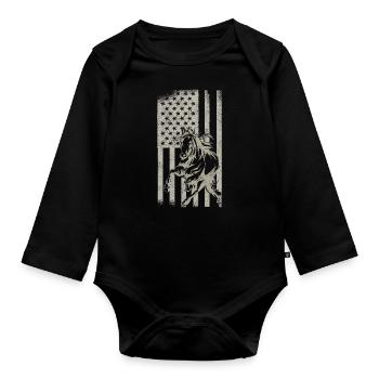 Horse Horses Riding Horse Riding Jumping - Organic Longsleeve Baby Bodysuit - black - Front