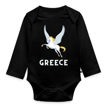 Grèce mythologie pégase vacances voyage - Body Bébé bio manches longues - noir - Devant