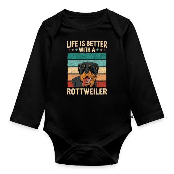 Chien Rottweiler - Body Bébé bio manches longues - noir - Devant