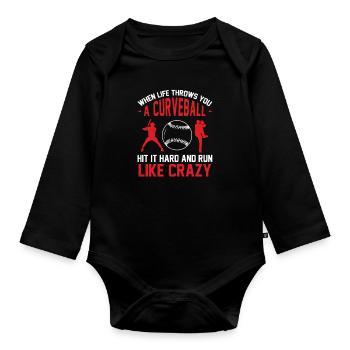 When Life Throws You A Curve lustige - Baby Bio-Langarm-Body - Schwarz - Vorne