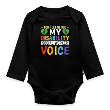 Voix des travailleurs sociaux handicapés - Body Bébé bio manches longues - noir - Devant