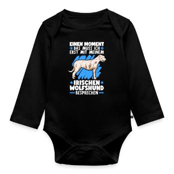 Mit meinem Irischer Wolfshund besprechen - Baby Bio-Langarm-Body - Schwarz - Vorne