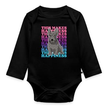 Scottish Terrier | Hunde Hundebesitzer Geschenk - Baby Bio-Langarm-Body - Schwarz - Vorne