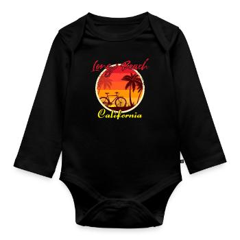 Long Beach California Bike - Organic Longsleeve Baby Bodysuit - black - Front