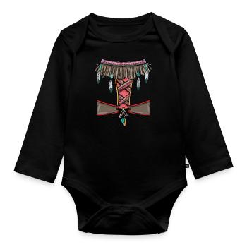 Costume indien Carnaval Carnaval Déguisement - Body Bébé bio manches longues - noir - Devant