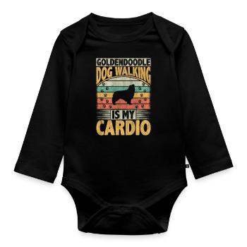 Goldendoodle Dog Walking est mon amoureux des chiens cardio - Body Bébé bio manches longues - noir - Devant