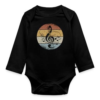 Clarinette Retro Clef Musique Clarinette - Body Bébé bio manches longues - noir - Devant