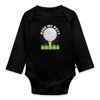 Kiss My Putt For Golfers - Organic Longsleeve Baby Bodysuit - black - Front