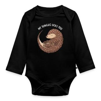 Ma langue te lèche Pangolin - Body Bébé bio manches longues - noir - Devant