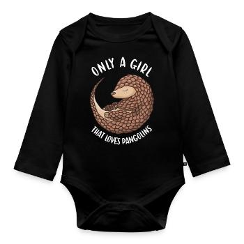 Seulement une fille qui aime pangolins pangolin - Body Bébé bio manches longues - noir - Devant
