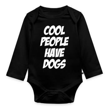 Les gens cool ont des chiens - Body Bébé bio manches longues - noir - Devant