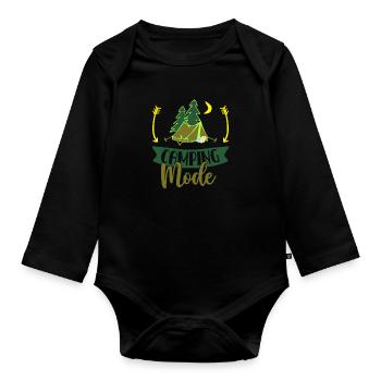 Camping - Baby Bio-Langarm-Body - Schwarz - Vorne