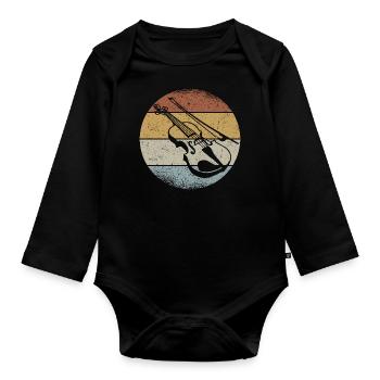 Violin Retro Violin Violinist Violin Player - Organic Longsleeve Baby Bodysuit - black - Front
