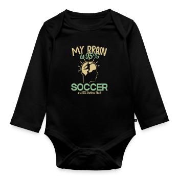 My Brain is 95% Soccer Dieu du football Joueur de - Body Bébé bio manches longues - noir - Devant
