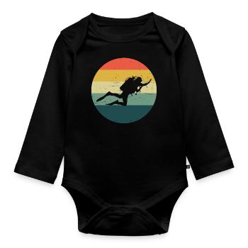 Taucher Herren Scuba Taucher Scuba Tauchen - Baby Bio-Langarm-Body - Schwarz - Vorne