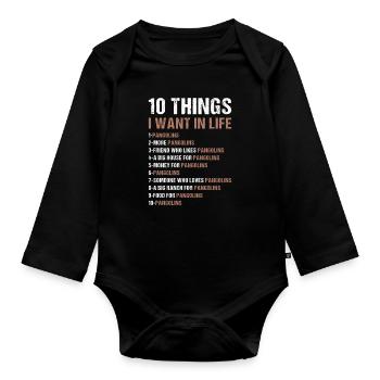 10 choses que je veux dans la vie Pangolin - Body Bébé bio manches longues - noir - Devant