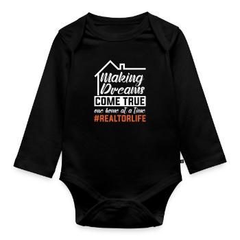 Making dreams come true for real estate agents - Organic Longsleeve Baby Bodysuit - black - Front