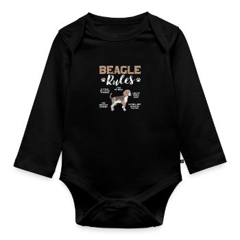 Beagle - Organic Longsleeve Baby Bodysuit - black - Front