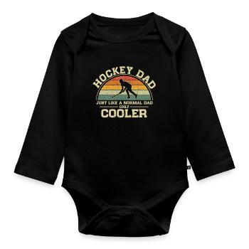 Hockey Papa Comme un papa normal Seulement plus cool - Body Bébé bio manches longues - noir - Devant