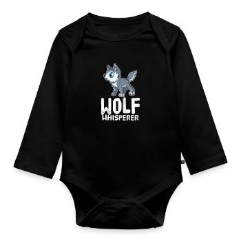 Wolf Wölfe Lustiger Sprüche Vollmond Wolfliebhaber - Baby Bio-Langarm-Body - Schwarz - Vorne