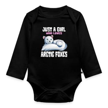 Fuchs Arctic Fox Mädchen Frauen Liebhaberdesign - Baby Bio-Langarm-Body - Schwarz - Vorne
