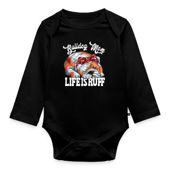 Mama Bulldog Maman Chiens Ami à quatre pattes Meilleur ami - Body Bébé bio manches longues - noir - Devant