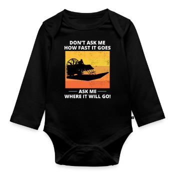 Airboat Fanboat Airboating Vintage Retro Drôle - Body Bébé bio manches longues - noir - Devant