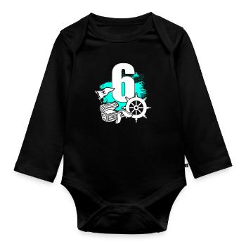 Pirate 6 years old - Organic Longsleeve Baby Bodysuit - black - Front