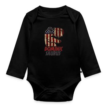 Patriotic Dominic Dinosaur Dominicsaurus - Organic Longsleeve Baby Bodysuit - black - Front