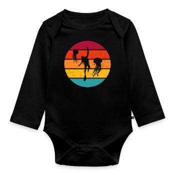 Free Dive Diver Diving Diving Ladies Scuba Diving - Organic Longsleeve Baby Bodysuit - black - Front