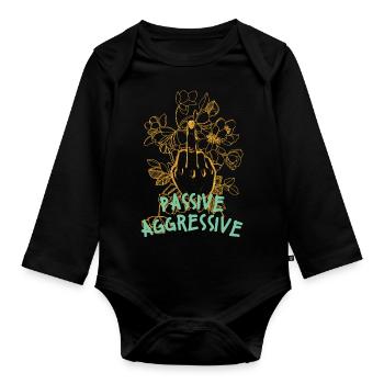 Passive aggressive Blumengrafik - Baby Bio-Langarm-Body - Schwarz - Vorne