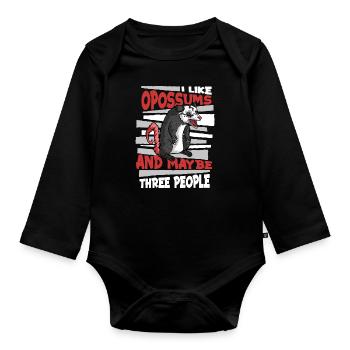 Opossum Possum Animal - Organic Longsleeve Baby Bodysuit - black - Front