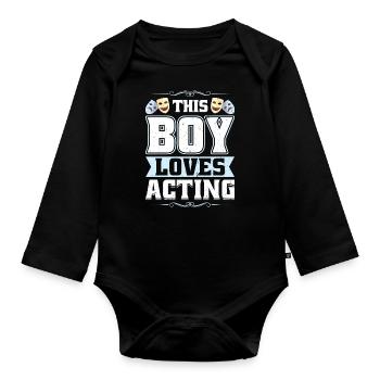 Dieser Junge Liebt Die Schauspielerei - Theater - Baby Bio-Langarm-Body - Schwarz - Vorne