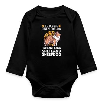Fand meinen Shetland Sheepdog Sheltie - Baby Bio-Langarm-Body - Schwarz - Vorne