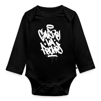 garde la peche blanc - Body Bébé bio manches longues - noir - Devant
