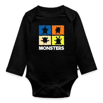Monstre Mignon Petite Sœur Big Brother - Body Bébé bio manches longues - noir - Devant