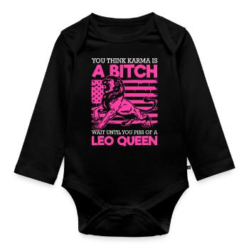 Zodiac sign star superstition - Organic Longsleeve Baby Bodysuit - black - Front