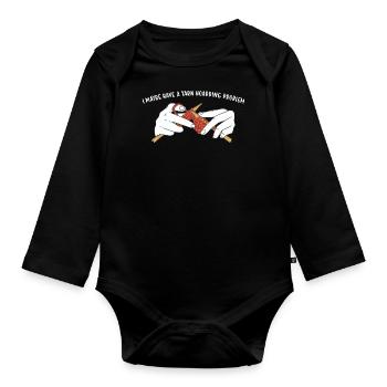 J’ai peut-être un problème de thésaurisation du fil à tricoter - Body Bébé bio manches longues - noir - Devant