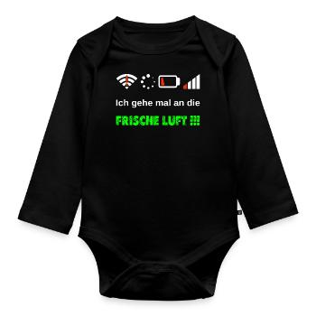 Ich gehe mal an die frische Luft Gamer Probleme - Baby Bio-Langarm-Body - Schwarz - Vorne