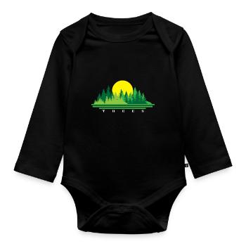 Tree - Organic Longsleeve Baby Bodysuit - black - Front