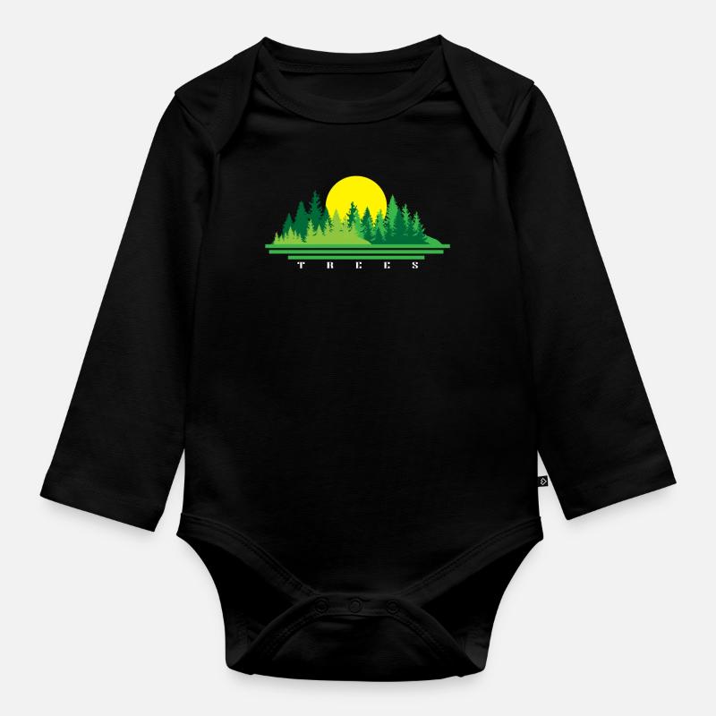 Baum - Baby Bio-Langarm-Body - Schwarz