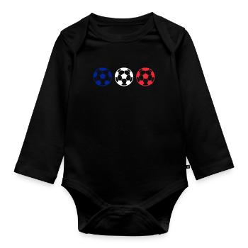 Fußballflagge von Frankreich Fußballfan - Baby Bio-Langarm-Body - Schwarz - Vorne