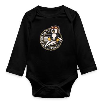 Penguins can Fly Emperor Sea Bird King Penguin - Organic Longsleeve Baby Bodysuit - black - Front