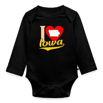 Home Iowa Gift - Organic Longsleeve Baby Bodysuit - black - Front